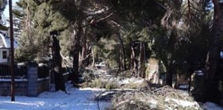 Calle de Boadilla del Monte afectada por la borrasca Filomena