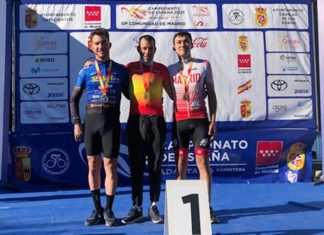 jaime andres mariño de boadilla del monte a la derecha, bronce en la prueba en línea del Campeonato de España ciclismo adaptado de carretera 2021