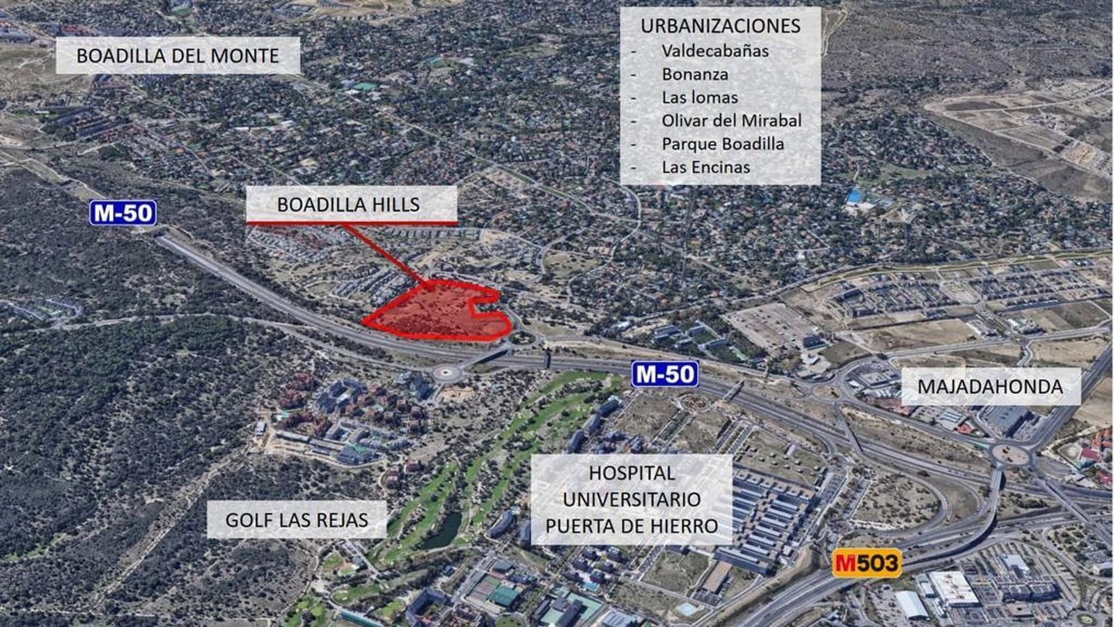 Mapa de la ubicación del proyecto Boadilla Hills