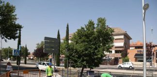 Obras en la acera de las avenidas Nuevo Mundo y Siglo XXi en Boadilla del Monte