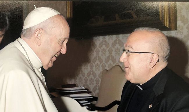 Jose Maria Avendaño obispo auxiliar de la Diocesis de Getafe con el papa Francisco