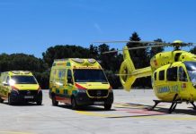 Vehículos de emergencia, ambulancias y helicóptero SUMMA112