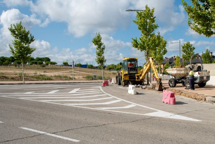 obras de construccion de rotonda en Boadilla del Monte