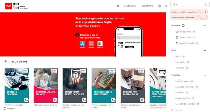 Página Madrid Aula Digital Comunidad de Madrid