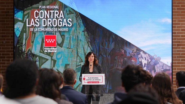 Isabel Díaz Ayuso en la presentación del I Plan Regional contra las Drogas noviembre 2024