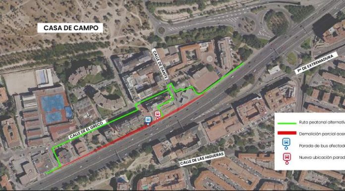 Mapa afección obras para desvío carriles en autovía A-5 en Madrid por Paseo Verde del Suroeste 18 noviembre 2024