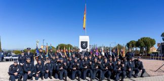 Agentes de la Unidad de Intervención Policial de la Policía Nacional durante inauguración de una glorieta en su nombre en Boadilla del Monte 16 enero 2025