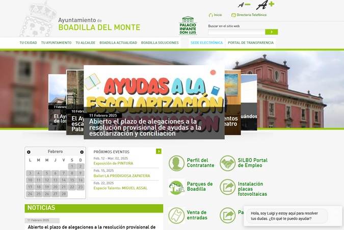 pagina web del Ayuntamiento de Boadilla del Monte pantallazo 12 febrero 2025