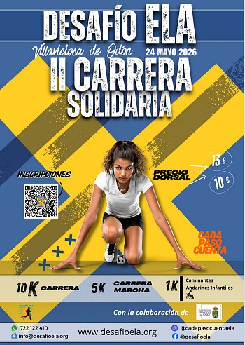 Boadilla del Monte Carrera solidaria II Desafio ELA en Villaviciosa de Odon 24 mayo 2026